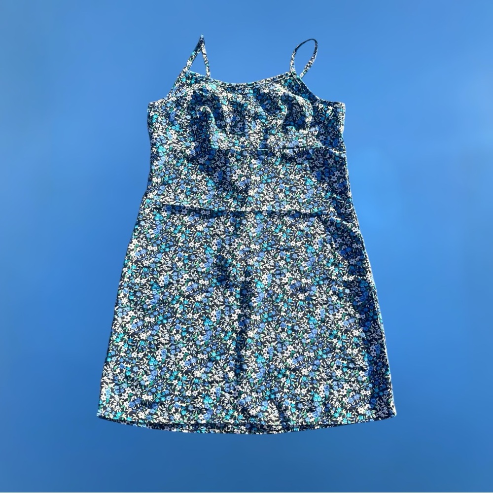 90s/y2k vintage blue floral mini dress by  No Boundaries